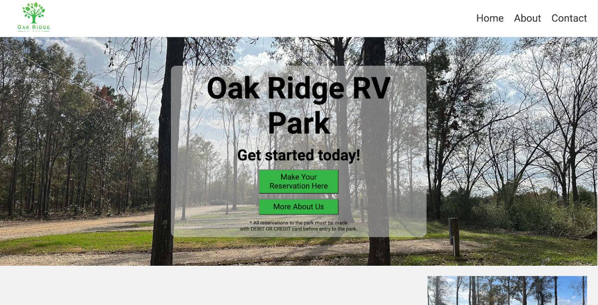 Oak Ridge RV Park Website